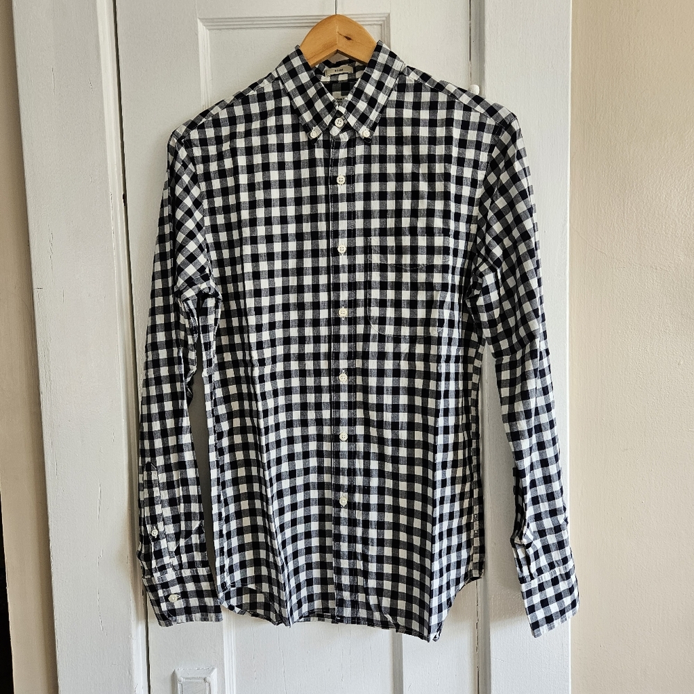 Long Sleeve Navy Gingham Men's Shirt